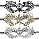 Fowecelt Venezianische Maske Damen Maskenball: 3 Stück Maskenball Maske Damen, Augenmaske Sexy...