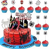 Aiareozy 15 Stück Spiderman Tortendeko, Happy Birthday Tortendeko, Spiderman Deko, Spiderman Kuchen...