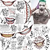 EGMBGM 5 Blatt Gruselig Joker Tattoos Männer Frauen Klebetattoos Erwachsene, Halloween Schminke...