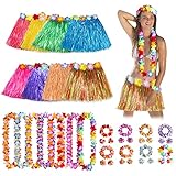 40 Stück Hawaii Party Kostüme Set, Grass Rock Set,mit Hawaiian Hula, Blume Stirnband, Blumen...