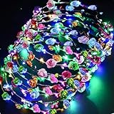 PTHTECHUS 12 PC LED Blumen Kranz Stirnband - Kronen Blumengirlande Boho Floral Head Crown für...