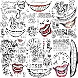 COKTAK 6 Blatt 3D Joker Temporäre Tattoos Herren Damen Klebetattoos Erwachsene, Festival Must Haves...