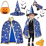 MQIAN Halloween Kostüm Kinder, Zauberer Kostüm Kinder Hexen Zauberer Umhang, Halloween Kostüm...