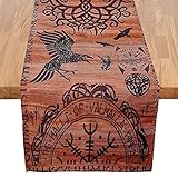 40 x 180 Baumwolle Leinen Wikinger Deko Tischläufer, Mittelalter Nordische Mythologie Altartuch...