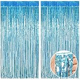 O-Kinee Lametta Vorhänge See Blau Glitzer, 2 Stück Metallische Glitzervorhang Fringe 1m x 2m,...
