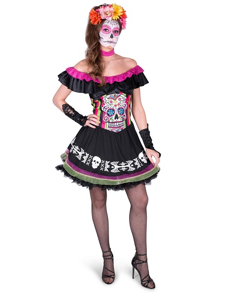Tag der Toten Dia de los Muertos La Catrina Kostüm Damen