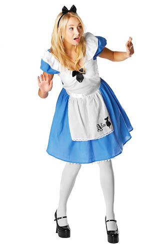 Alice Im Wunderland Perücke Weiß Blau Streifen Eiskönigin Kostüm Mädchen Damen 