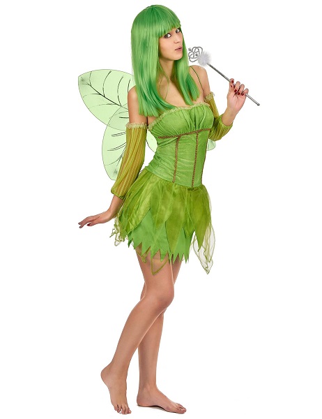 Feen Fee Elfe Tinkerbell Kostüm Kleid Elfen Waldfee Feenkostüm Elfenkostüm Wald 
