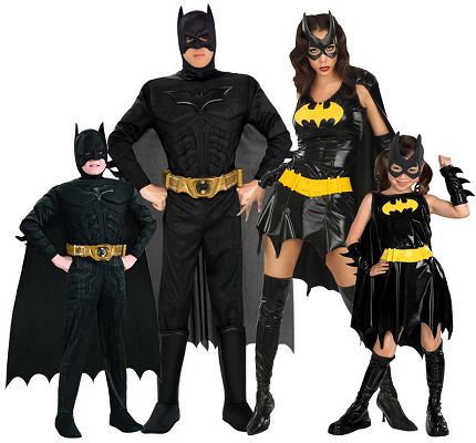 Gruppenkostüm Fasching Karneval Halloween Batman Batgirl 4 Personen