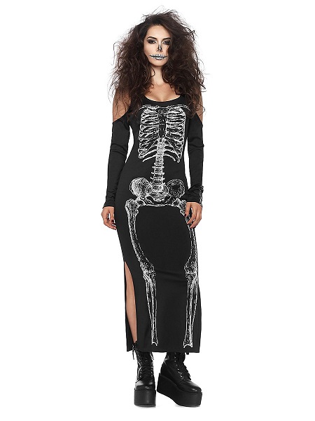 Halloween Kostüm Damen Skelett