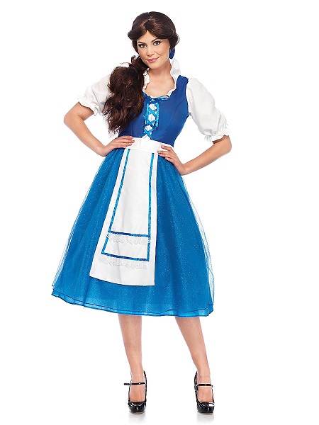 Belle Kostüm Damen Frauen blau Maid