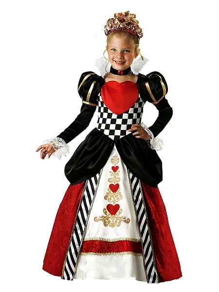Wicked Costumes Märchen-Königin Der Herzen Kostüm Für Mädchen – Kleid Mit Kragen & Krone, Größen S-XL (3-13 Jahre)