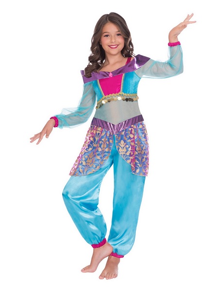 Handgefertigtes Bauchtanz-Kostüm Mädchen - Glitzer Tanzoutfit Größe 44