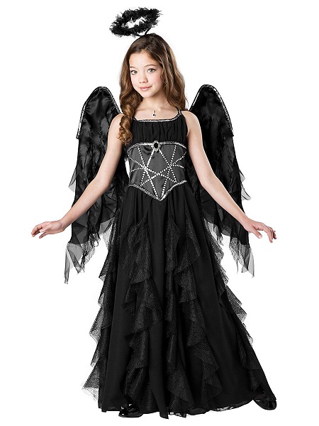 Schwarzer Engel Kostüm Kinder Mädchen Gefallener Todesengel Kostüm